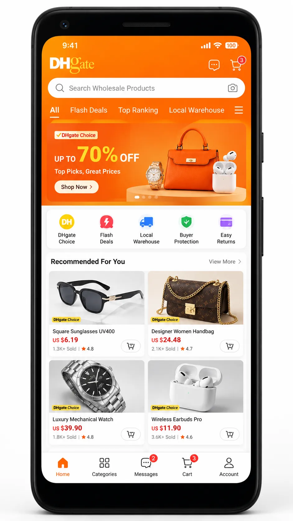 Marketplace home screen